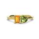 1 - Esther Emerald Shape Citrine & Heart Shape Peridot 2 Stone Duo Ring 