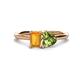 1 - Esther Emerald Shape Citrine & Heart Shape Peridot 2 Stone Duo Ring 