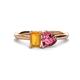 1 - Esther Emerald Shape Citrine & Heart Shape Pink Tourmaline 2 Stone Duo Ring 