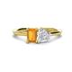 1 - Esther Emerald Shape Citrine & Heart Shape White Sapphire 2 Stone Duo Ring 