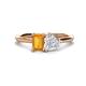 1 - Esther Emerald Shape Citrine & Heart Shape White Sapphire 2 Stone Duo Ring 