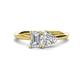 1 - Esther GIA Certified Emerald Shape Diamond & Heart Shape Forever One Moissanite 2 Stone Duo Ring 