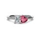 1 - Esther GIA Certified Emerald Shape Diamond & Heart Shape Pink Tourmaline 2 Stone Duo Ring 