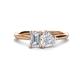 1 - Esther GIA Certified Emerald Shape Diamond & Heart Shape White Sapphire 2 Stone Duo Ring 