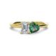1 - Esther GIA Certified Emerald Shape Diamond & Heart Shape Lab Created Alexandrite 2 Stone Duo Ring 