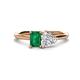 1 - Esther GIA Certified Heart Shape Diamond & Emerald Shape Lab Created Emerald 2 Stone Duo Ring 