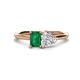 1 - Esther IGI Certified Heart Shape Lab Grown Diamond & Emerald Shape Lab Created Emerald 2 Stone Duo Ring 