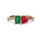 1 - Esther Emerald Shape Lab Created Emerald & Heart Shape Lab Created Ruby 2 Stone Duo Ring 