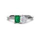 1 - Esther Emerald Shape Lab Created Emerald & Heart Shape White Sapphire 2 Stone Duo Ring 