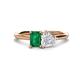 1 - Esther Emerald Shape Lab Created Emerald & Heart Shape White Sapphire 2 Stone Duo Ring 