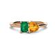 1 - Esther Emerald Shape Lab Created Emerald & Heart Shape Citrine 2 Stone Duo Ring 