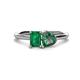 1 - Esther Emerald Shape Created Emerald & Heart Shape Lab Created Alexandrite 2 Stone Duo Ring 