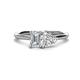 1 - Esther IGI Certified Emerald Shape Lab Grown Diamond & GIA Certified Heart Shape Diamond 2 Stone Duo Ring 