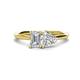 1 - Esther IGI Certified Emerald Shape Lab Grown Diamond & GIA Certified Heart Shape Diamond 2 Stone Duo Ring 