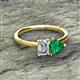 2 - Esther IGI Certified Emerald Shape Lab Grown Diamond & Heart Shape Lab Created Emerald 2 Stone Duo Ring 