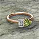 2 - Esther IGI Certified Emerald Shape Lab Grown Diamond & Heart Shape Peridot 2 Stone Duo Ring 