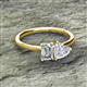 2 - Esther IGI Certified Emerald Shape Lab Grown Diamond & Heart Shape White Sapphire 2 Stone Duo Ring 