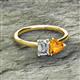 2 - Esther IGI Certified Emerald Shape Lab Grown Diamond & Heart Shape Citrine 2 Stone Duo Ring 