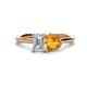 1 - Esther IGI Certified Emerald Shape Lab Grown Diamond & Heart Shape Citrine 2 Stone Duo Ring 