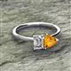 2 - Esther IGI Certified Emerald Shape Lab Grown Diamond & Heart Shape Citrine 2 Stone Duo Ring 