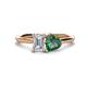 1 - Esther IGI Certified Emerald Shape Lab Grown Diamond & Heart Shape Lab Created Alexandrite 2 Stone Duo Ring 