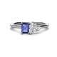 1 - Esther GIA Certified Heart Shape Diamond & Emerald Shape Iolite 2 Stone Duo Ring 