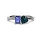 1 - Esther Emerald Shape Iolite & Heart Shape London Blue Topaz 2 Stone Duo Ring 