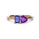 1 - Esther Emerald Shape Iolite & Heart Shape Amethyst 2 Stone Duo Ring 