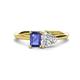 1 - Esther Emerald Shape Iolite & Heart Shape Forever One Moissanite 2 Stone Duo Ring 