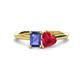1 - Esther Emerald Shape Iolite & Heart Shape Lab Created Ruby 2 Stone Duo Ring 