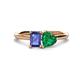 1 - Esther Emerald Shape Iolite & Heart Shape Lab Created Emerald 2 Stone Duo Ring 