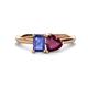 1 - Esther Emerald Shape Iolite & Heart Shape Rhodolite Garnet 2 Stone Duo Ring 