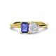 1 - Esther Emerald Shape Iolite & Heart Shape White Sapphire 2 Stone Duo Ring 