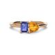 1 - Esther Emerald Shape Iolite & Heart Shape Citrine 2 Stone Duo Ring 