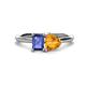 1 - Esther Emerald Shape Iolite & Heart Shape Citrine 2 Stone Duo Ring 