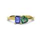 1 - Esther Emerald Shape Iolite & Heart Shape Lab Created Alexandrite 2 Stone Duo Ring 