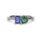 1 - Esther Emerald Shape Iolite & Heart Shape Lab Created Alexandrite 2 Stone Duo Ring 