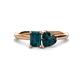 1 - Esther Emerald & Heart Shape London Blue Topaz 2 Stone Duo Ring 