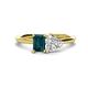 1 - Esther GIA Certified Heart Shape Diamond & Emerald Shape London Blue Topaz 2 Stone Duo Ring 