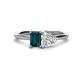 1 - Esther Emerald Shape London Blue Topaz & Heart Shape Forever One Moissanite 2 Stone Duo Ring 