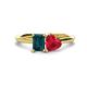 1 - Esther Emerald Shape London Blue Topaz & Heart Shape Lab Created Ruby 2 Stone Duo Ring 