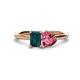 1 - Esther Emerald Shape London Blue Topaz & Heart Shape Pink Tourmaline 2 Stone Duo Ring 