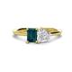 1 - Esther Emerald Shape London Blue Topaz & Heart Shape White Sapphire 2 Stone Duo Ring 