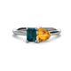 1 - Esther Emerald Shape London Blue Topaz & Heart Shape Citrine 2 Stone Duo Ring 