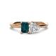 1 - Esther GIA Certified Heart Shape Diamond & Emerald Shape London Blue Topaz 2 Stone Duo Ring 