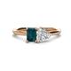 1 - Esther Emerald Shape London Blue Topaz & Heart Shape Forever Brilliant Moissanite 2 Stone Duo Ring 