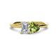 1 - Esther Emerald Shape Forever One Moissanite & Heart Shape Peridot 2 Stone Duo Ring 