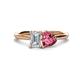 1 - Esther Emerald Shape Forever One Moissanite & Heart Shape Pink Tourmaline 2 Stone Duo Ring 