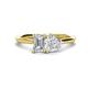 1 - Esther Emerald Shape Forever Brilliant Moissanite & Heart Shape White Sapphire 2 Stone Duo Ring 