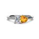 1 - Esther Emerald Shape Forever Brilliant Moissanite & Heart Shape Citrine 2 Stone Duo Ring 